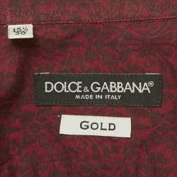 مملوكة مسبقًا Dolce & Gabbana Burgundy Printed Cotton Gold Shirt M