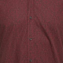 مملوكة مسبقًا Dolce & Gabbana Burgundy Printed Cotton Gold Shirt M