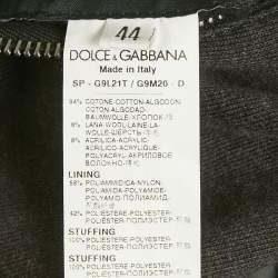 Pre Owned Dolce & Gabbana Black Printed Synthetic & Cotton Knit Bomber Jacket XS
