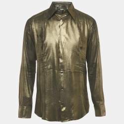 Pre Owned Dolce & Gabbana Gold Metallic Lamé Long Sleeve Shirt L