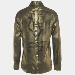 Pre Owned Dolce & Gabbana Gold Metallic Lamé Long Sleeve Shirt L