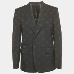 Pre Owned Dolce & Gabbana Sicilia Black Monogram Wool Blend Blazer L