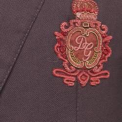 Pre Owned Dolce & Gabbana Purple Embroidered Wool Tailored Blazer XL