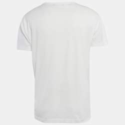 مملوكة مسبقًا Dolce & Gabbana White Cotton Logo Plaque T-Shirt L