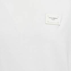 مملوكة مسبقًا Dolce & Gabbana White Cotton Logo Plaque T-Shirt L