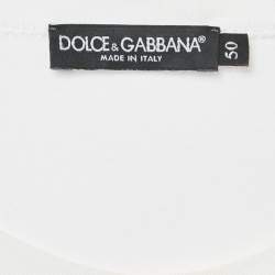 مملوكة مسبقًا Dolce & Gabbana White Cotton Logo Plaque T-Shirt L