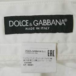 Pre Owned Dolce & Gabbana White  DG Embroidery Stretch Cotton Shorts L