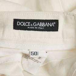 Pre Owned Dolce & Gabbana White Linen Trousers L