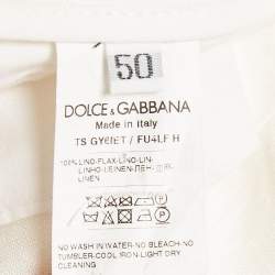 Pre Owned Dolce & Gabbana White Linen Trousers L
