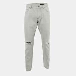 Pre Owned Dolce & Gabbana Light Grey Denim Regular Fit Jeans L Waist 36" 