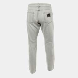 Pre Owned Dolce & Gabbana Light Grey Denim Regular Fit Jeans L Waist 36" 