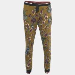 Pre Owned Dolce & Gabbana Green Floral Print Cotton Sweatpants L