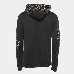 Pre Owned Dolce & Gabbana Black Floral Flocked Cotton Hoodie M