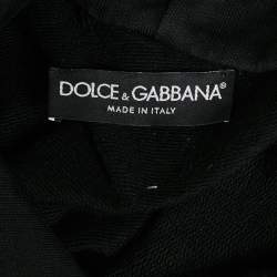 Pre Owned Dolce & Gabbana Black Floral Flocked Cotton Hoodie M