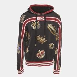 Pre Owned Dolce & Gabbana Black Crown Print Cotton Hoodie XXL