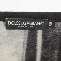 Pre Owned Dolce & Gabbana Black Graphic Print Cotton T-Shirt L