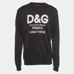 Pre Owned Dolce & Gabbana Black Logo Print Cotton Knit Sweatshirt L