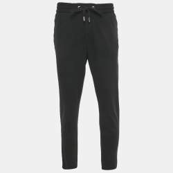 Pre Owned Dolce & Gabbana Black Logo Embroidered Knit Drawstring Trousers XXXL