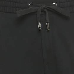 Pre Owned Dolce & Gabbana Black Logo Embroidered Knit Drawstring Trousers XXXL
