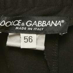 Pre Owned Dolce & Gabbana Black Logo Embroidered Knit Drawstring Trousers XXXL