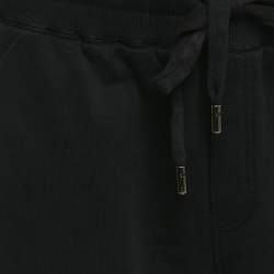 Pre Owned Dolce & Gabbana Black Logo Plaque Cotton Sweatpants 4XL