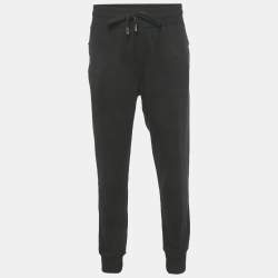 Pre Owned Dolce & Gabbana Black Cotton Logo Plaque Sweatpants 4XL