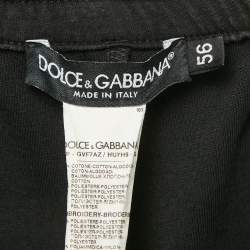 Pre Owned Dolce & Gabbana Black Crown Embroidered Cotton Jogger Pants XXXL
