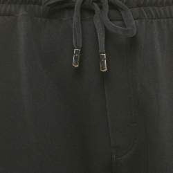 Pre Owned Dolce & Gabbana Black Crown Embroidered Cotton Jogger Pants XXXL