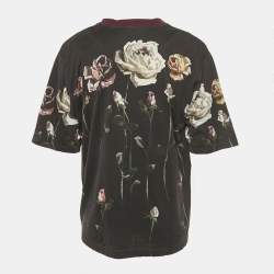 Pre Owned Dolce & Gabbana Black Floral Print Jersey T-Shirt M
