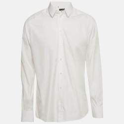 Pre Owned Dolce & Gabbana Gold White Cotton Long Sleeve Shirt XL