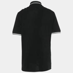 Pre Owned Dolce & Gabbana Black Heart Applique Pique Polo T-Shirt XXL