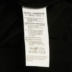 Pre Owned Dolce & Gabbana Black Heart Applique Pique Polo T-Shirt XXL