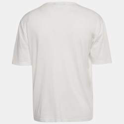 Pre Owned Dolce & Gabbana White Logo Print Jersey Crewneck T-Shirt S