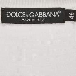 Pre Owned Dolce & Gabbana White Logo Print Jersey Crewneck T-Shirt S