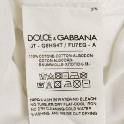 Pre Owned Dolce & Gabbana White Logo Print Jersey Crewneck T-Shirt S
