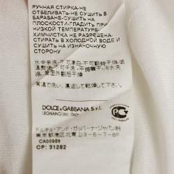 Pre Owned Dolce & Gabbana White Logo Print Jersey Crewneck T-Shirt S