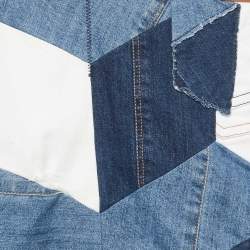 Pre Owned Dolce & Gabbana Blue Denim Patch Work Oversized Shirt S