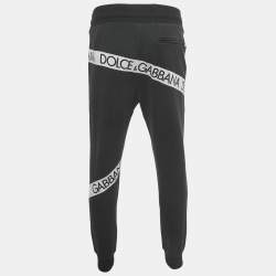 Pre Owned Dolce & Gabbana Black Logo Print Cotton Jogger Pants XL