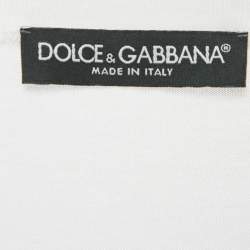 Pre Owned Dolce & Gabbana White Cotton Label Embroidered Short Sleeve T-Shirt L