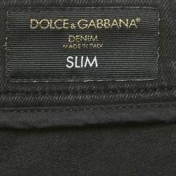 مملوكة مسبقًا بنطلون جينز دولتشي أند غابانا دِنِم ضيق أسود مقاس وسط 33 إنش ميديم