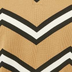 مملوكة مسبقًا Dolce & Gabbana Beige Chevron Jersey Polo T-Shirt XXL