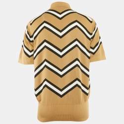 مملوكة مسبقًا Dolce & Gabbana Beige Chevron Jersey Polo T-Shirt XXL