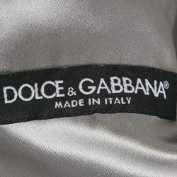 Pre Owned Dolce & Gabbana Metallic Grey Satin Silk Button Front Long Shirt M