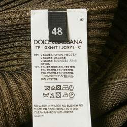 Pre Owned Dolce & Gabbana Olive Green Rib Knit Jumper M