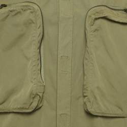 مملوكة مسبقًا قميص دولتشي أند غابانا أخضر عسكري بتفاصيل جيب واسع من القطن مقاس وسط