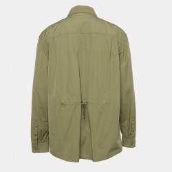 مملوكة مسبقًا قميص دولتشي أند غابانا أخضر عسكري بتفاصيل جيب واسع من القطن مقاس وسط