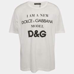 مملوكة مسبقًا Dolce & Gabbana White Logo Model printed Cotton Knit T-Shirt 3XL