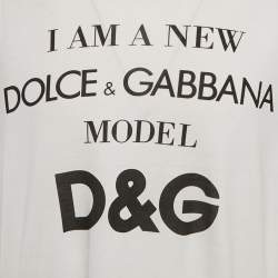 مملوكة مسبقًا Dolce & Gabbana White Logo Model printed Cotton Knit T-Shirt 3XL
