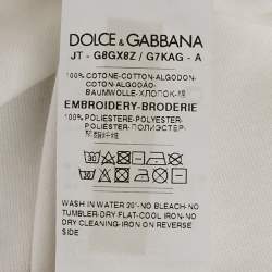 Pre Owned Dolce & Gabbana White Cotton Knit Applique Detail T-Shirt 4XL