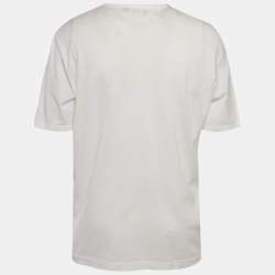 Pre Owned Dolce & Gabbana White Cotton Knit Applique Detail T-Shirt 4XL